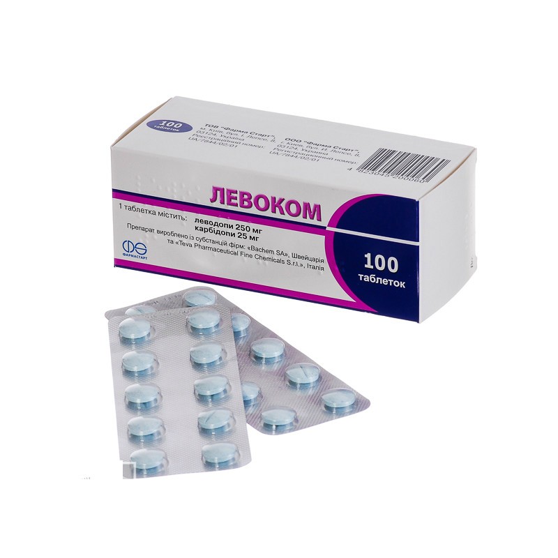 Levokom 100 tablets 250mg Levodopa 25mg Carbidopa  Parkinson ...