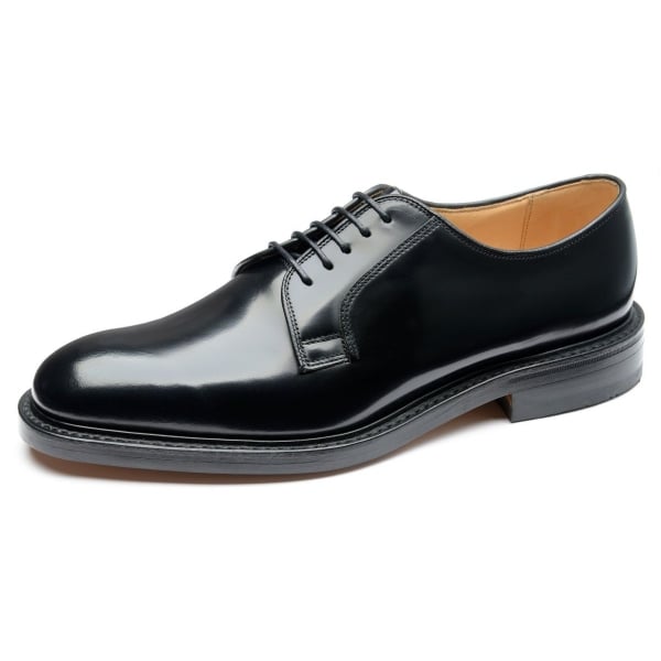 Loake Mens 771b Plain Derby Shoe in Polished Black