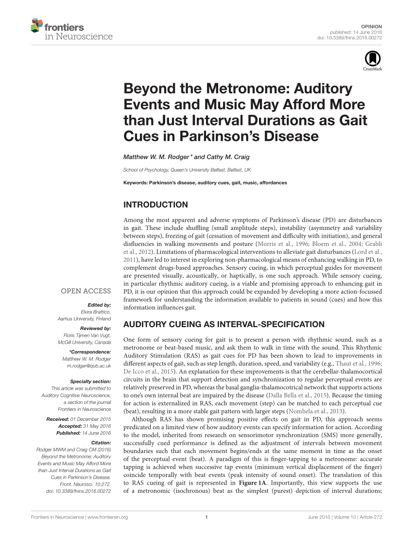 (PDF) Beyond the Metronome: Auditory Events and Music May ...