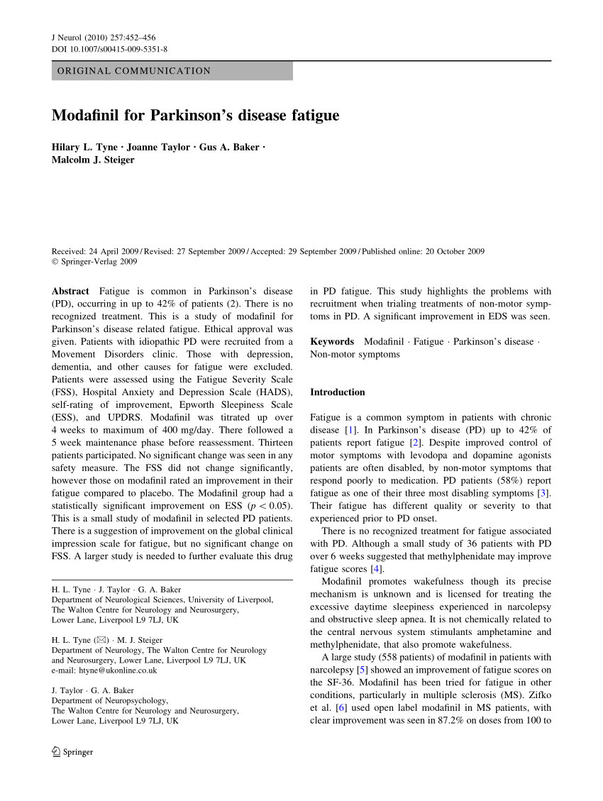 (PDF) Modafinil for Parkinson
